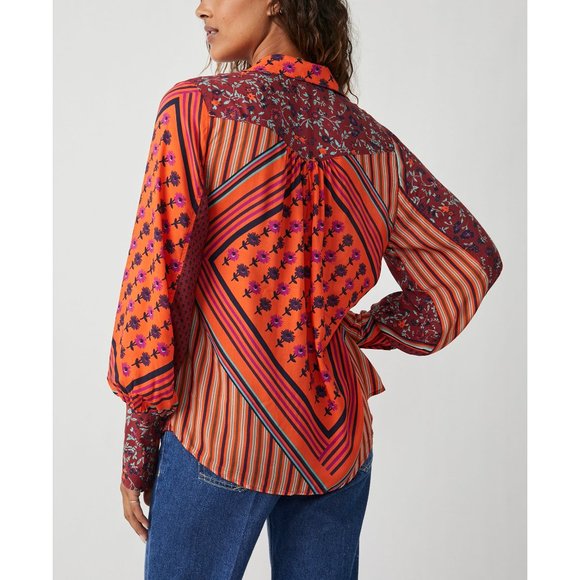 COPY - FREE PEOPLE Hazel Buttondown / Chili Pepper Combo - Picture 3 of 5